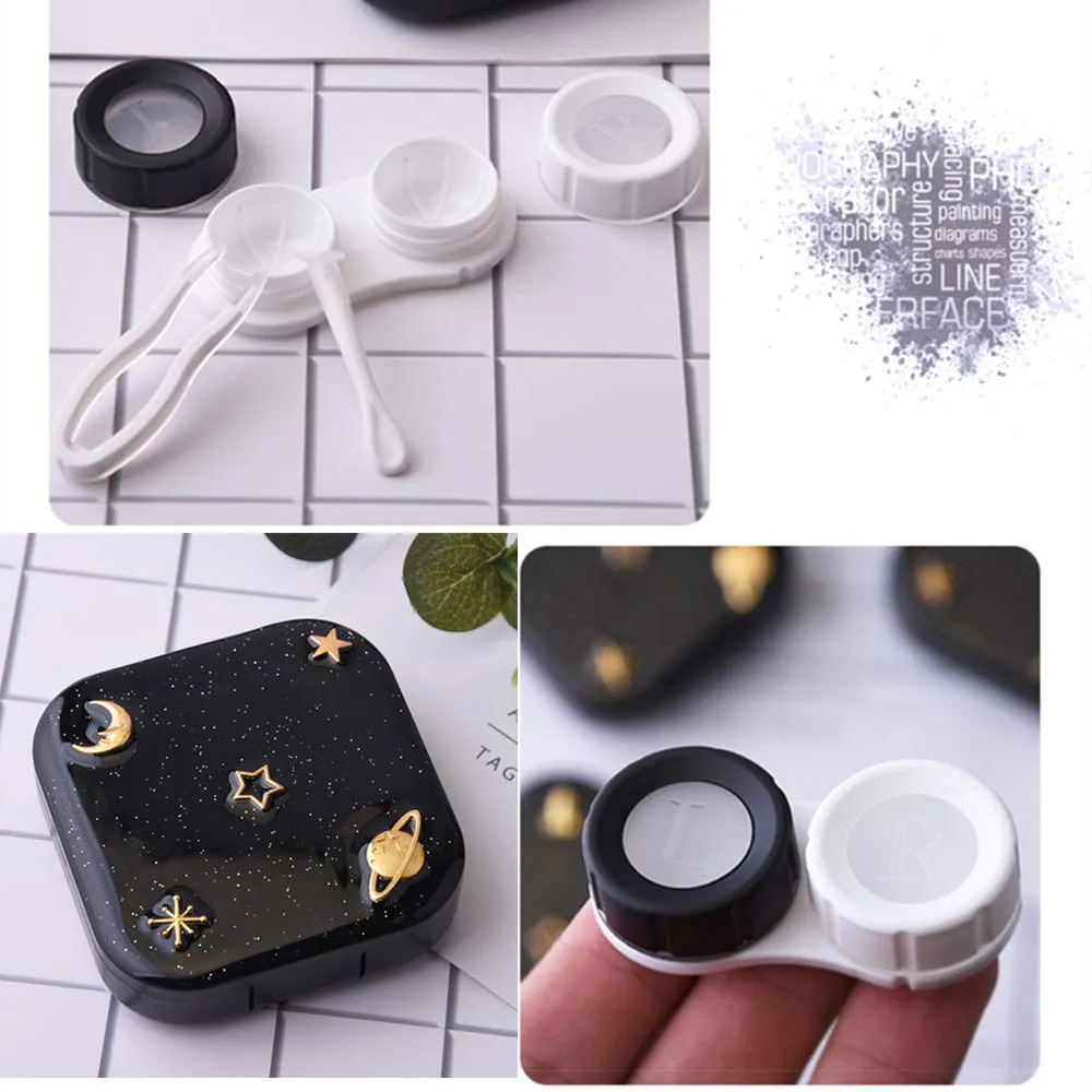 1 Pc Travel Contact Lens Case Mini Box Container Beauty Box Companion Box Soak Storage Kit Eye Care Set - Tweezers Solution Bottle Lens Container Mirror