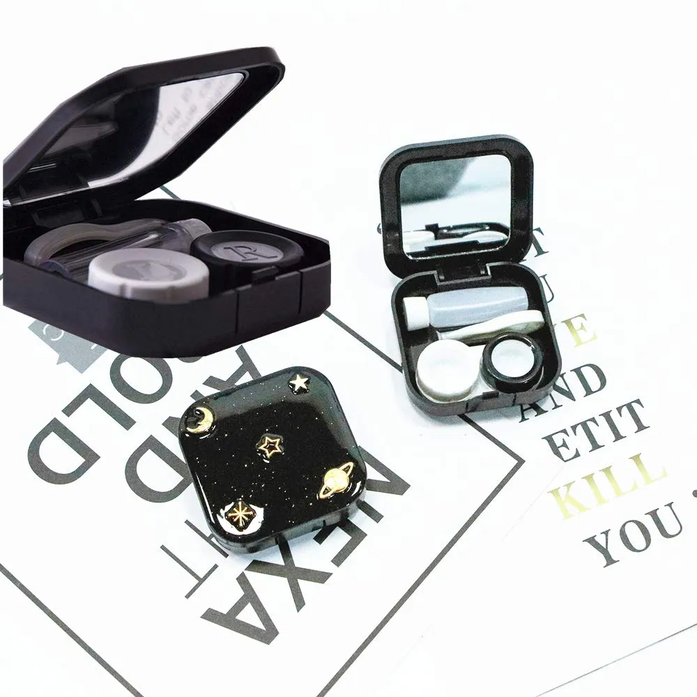 1 Pc Travel Contact Lens Case Mini Box Container Beauty Box Companion Box Soak Storage Kit Eye Care Set - Tweezers Solution Bottle Lens Container Mirror