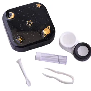 1 Pc Travel Contact Lens Case Mini Box Container Beauty Box Companion Box Soak Storage Kit Eye Care Set - Tweezers Solution Bottle Lens Container Mirror