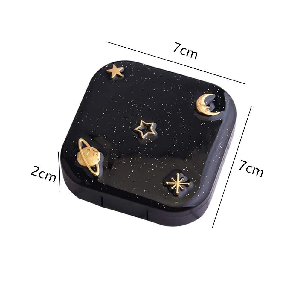 1 Pc Travel Contact Lens Case Mini Box Container Beauty Box Companion Box Soak Storage Kit Eye Care Set - Tweezers Solution Bottle Lens Container Mirror