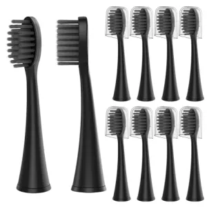10 Pack Replacement Toothbrush Heads Compatible with Burst Electric Toothbrush, YMPBO Toothbrush Heads for Burst Sonic Toothbrush, Deep Cleaning Bristle Design, Black