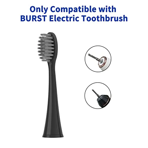 10 Pack Replacement Toothbrush Heads Compatible with Burst Electric Toothbrush, YMPBO Toothbrush Heads for Burst Sonic Toothbrush, Deep Cleaning Bristle Design, Black