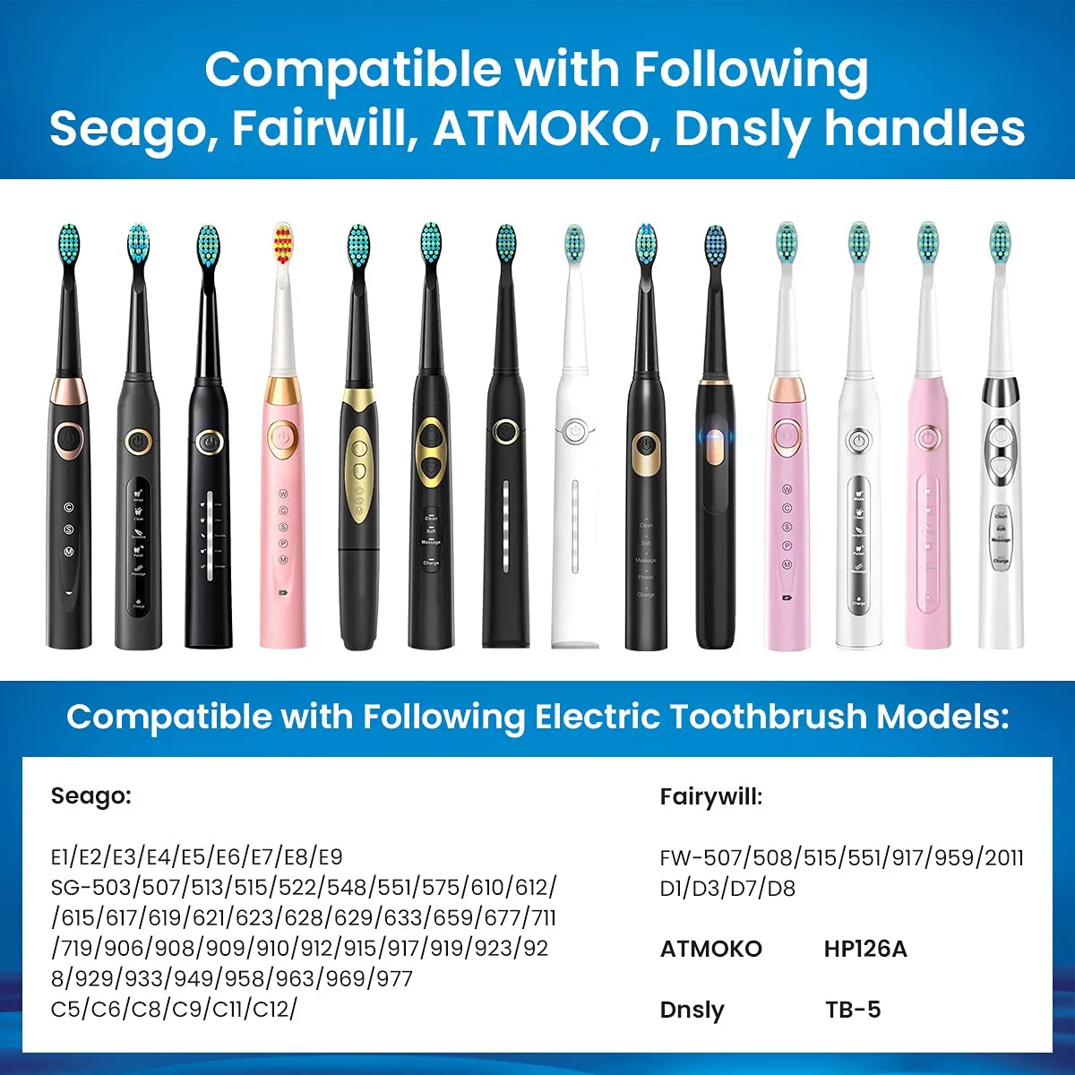 10 Pack Toothbrush Heads, Electric Toothbrush Replacement Heads Compatible with Fairywill Electric Toothbrush FW-507/508/515/551/917/959/2011/D1/D3/D7/D8 White 10Pack