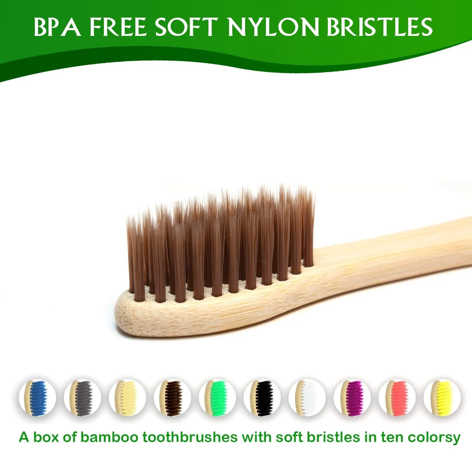 10 Pcs Bamboo Toothbrush with Coloured Soft Bristles Eco Friendly Biodegradable Organic Natural Wood Toothbrush for Sensitive Gums 10 Multicolour