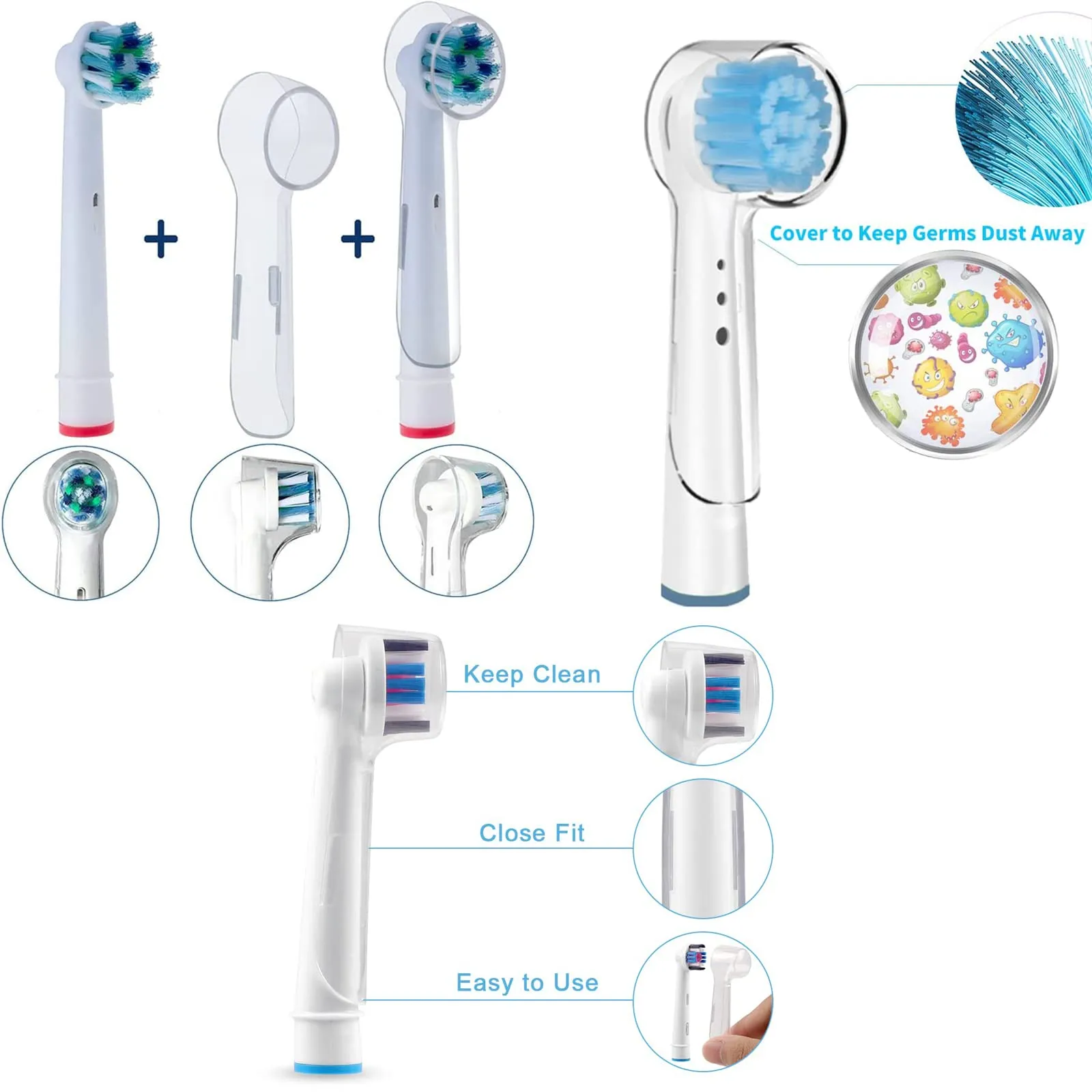 10 Pcs Electric Toothbrush Covers, Toothbrush Head Cover, Protective hygienic Cover for Travelling Keeps Out Germs, Toothbrush Protective Case, Toothbrush Caps for Home Travel Outdoor Business Trip