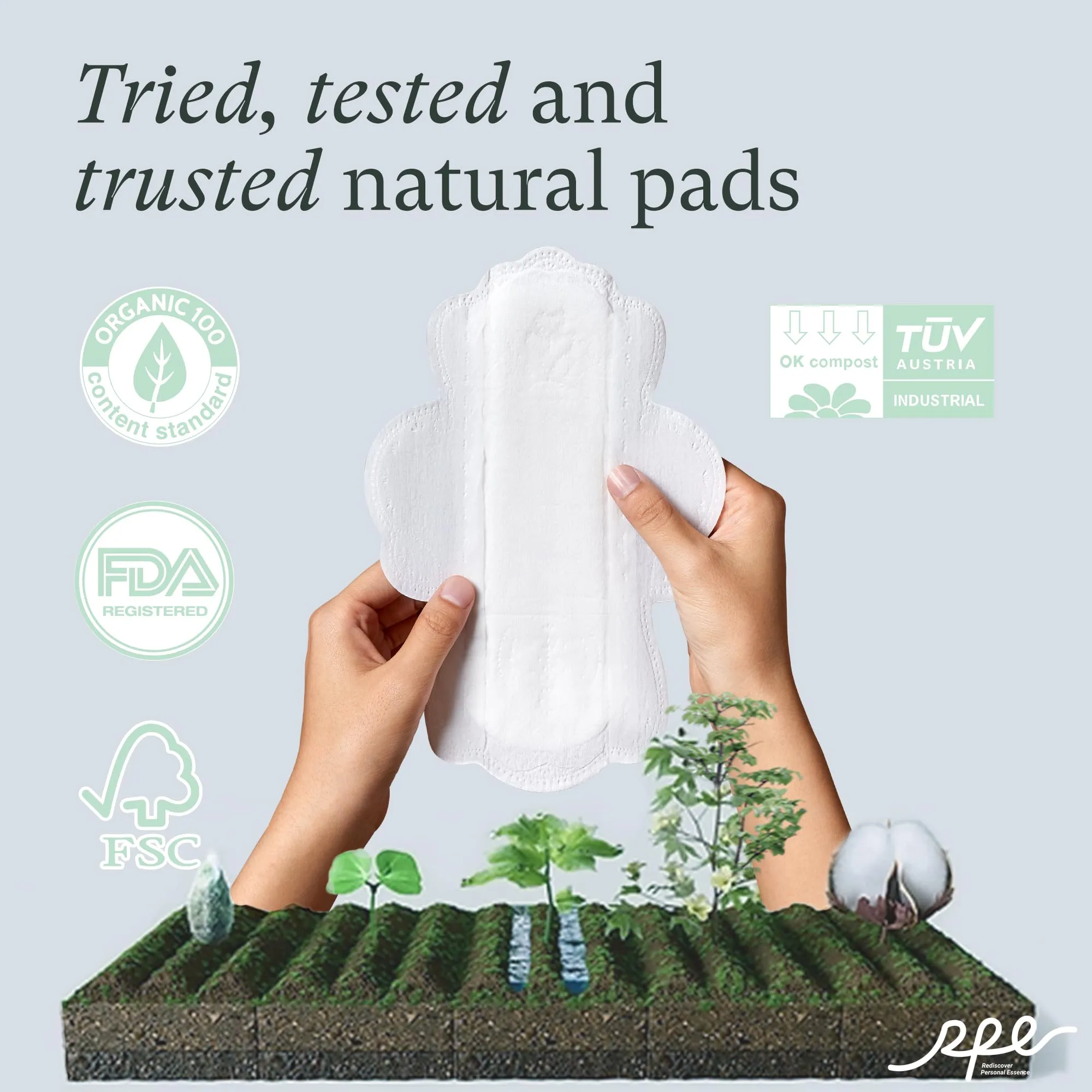 100% Organic Pads for Women, Ultra Thin Feminine Pads with Wings, Unscented Period Pads, Regular Absorbency Sanitary Pads, Organic Cotton Pads Menstrual (Regular, Size 3, 54 Count)