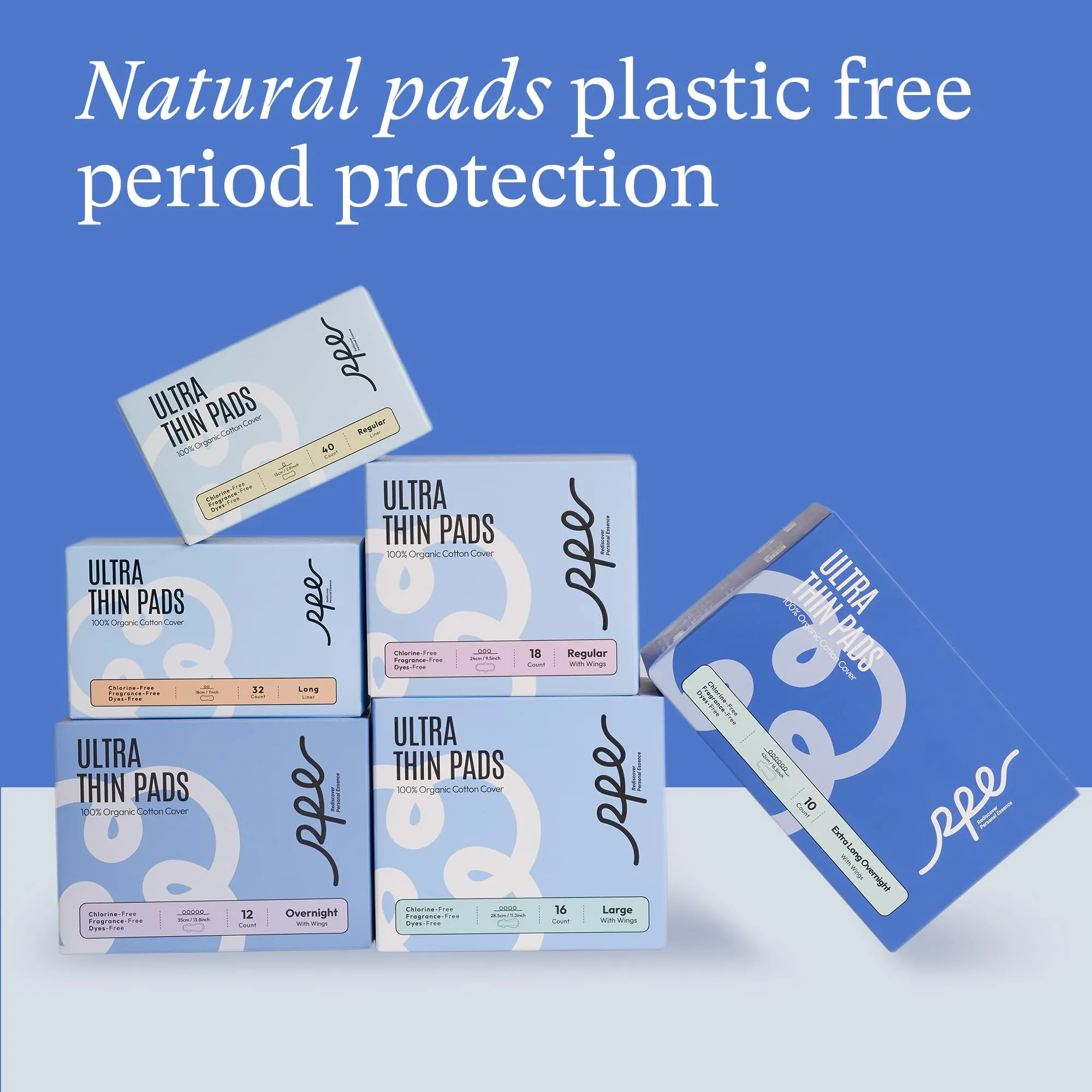 100% Organic Pads for Women, Ultra Thin Feminine Pads with Wings, Unscented Period Pads, Regular Absorbency Sanitary Pads, Organic Cotton Pads Menstrual (Regular, Size 3, 54 Count)