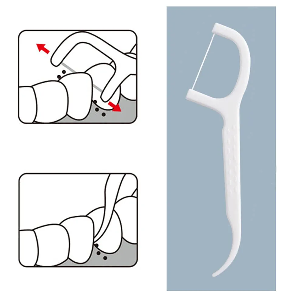 100pcs 2 in 1 Dental Floss Picks Toothpick Thin Floss to Protect The Gap Does Not Grow