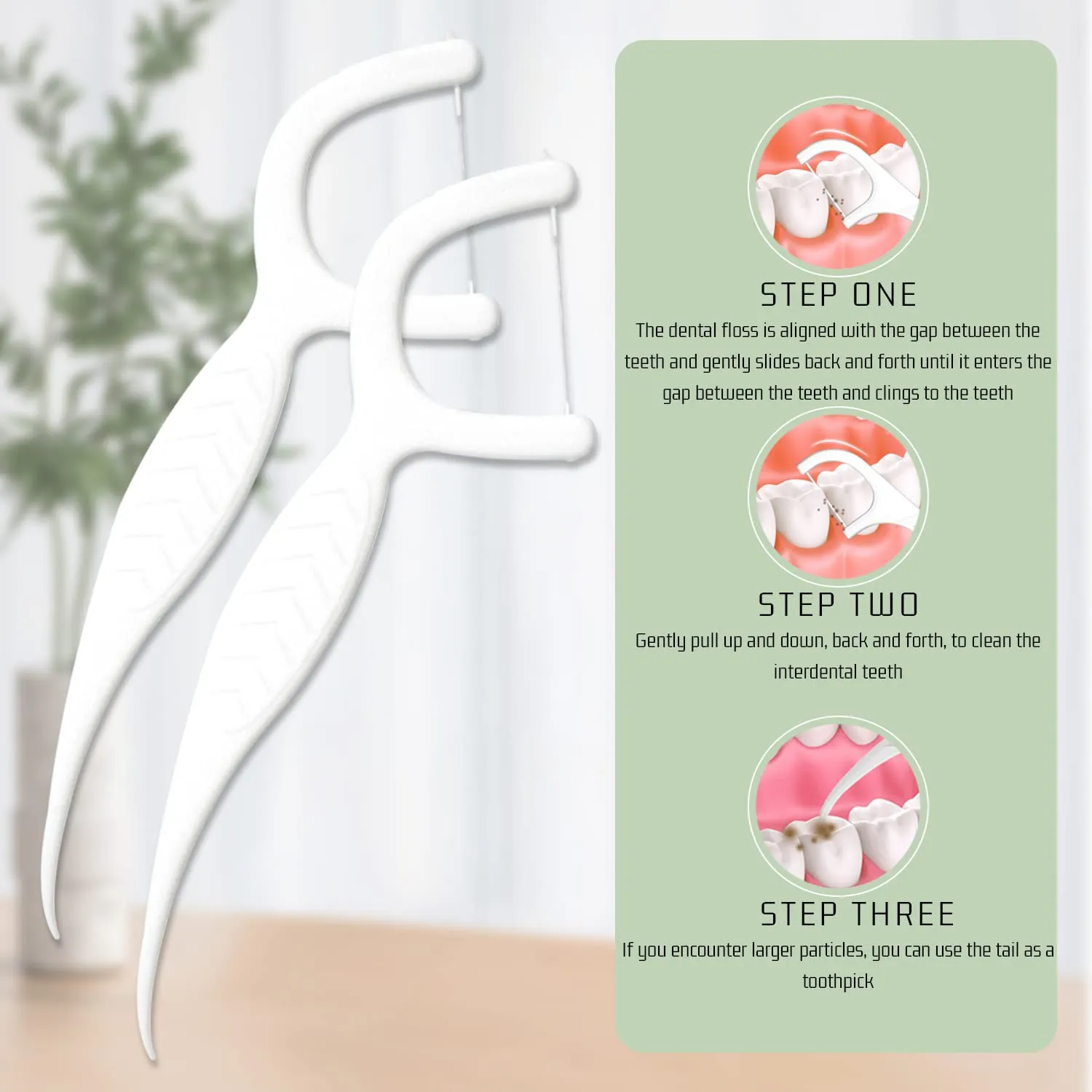 100Pcs Dental Floss Picks, Dental Floss, Toothpicks, Dental Floss Picks, Plastic Toothpick Sticks, Portable Floss Harp for Cleaning Teeth (Individually Packed)