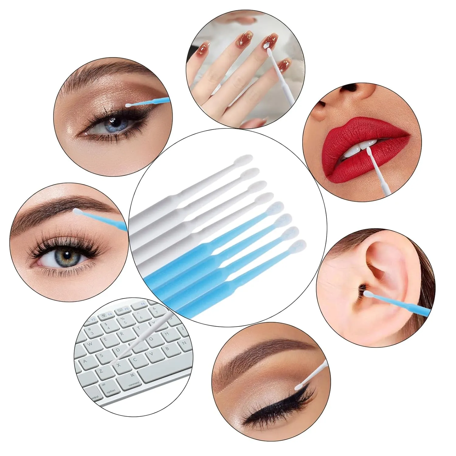 1200Pcs Micro Applicator Brush, Precision Mascara Wands for Eyelash Extensions, Lash Mascara Applicators - Ideal for Lashes, Eye, Dental, Brows, Personal Care (Blue/White)