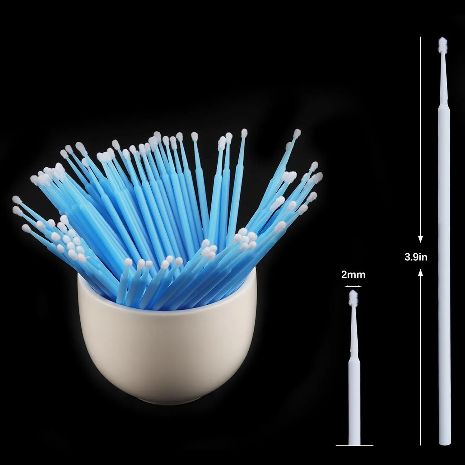 1200Pcs Micro Applicator Brush, Precision Mascara Wands for Eyelash Extensions, Lash Mascara Applicators - Ideal for Lashes, Eye, Dental, Brows, Personal Care (Blue/White)