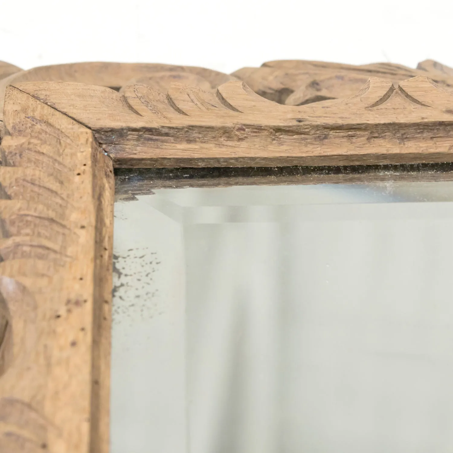 19th Century French Bleached Oak Louis XIV Style Cushion Mirror