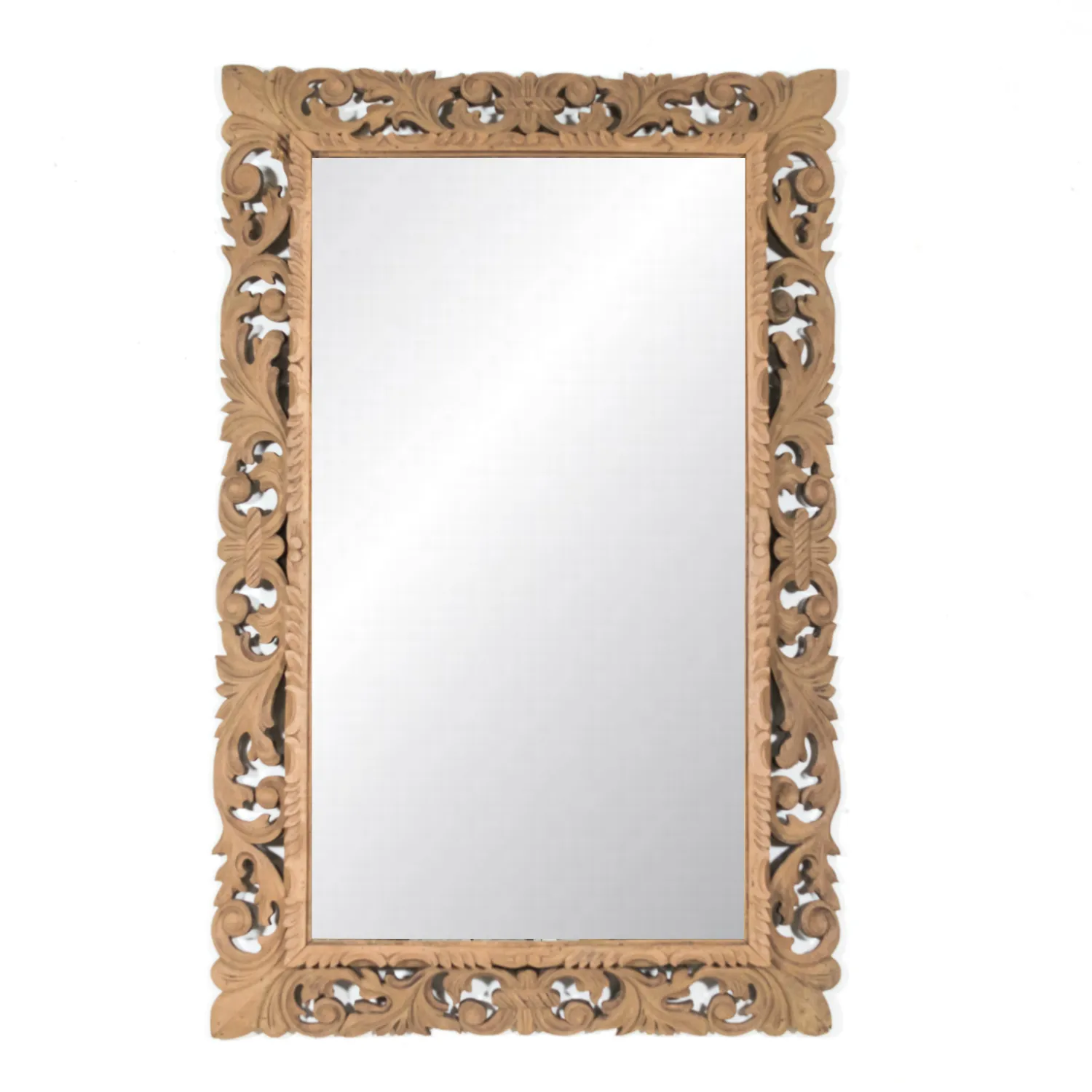 19th Century French Bleached Oak Louis XIV Style Cushion Mirror