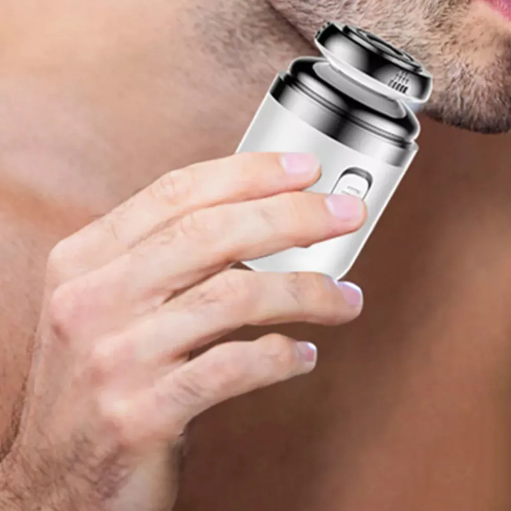 2-in-1 Electric Shaver for Men Mini Beard Nose Hair Razor Rechargeable Pocket Capsule Razor White