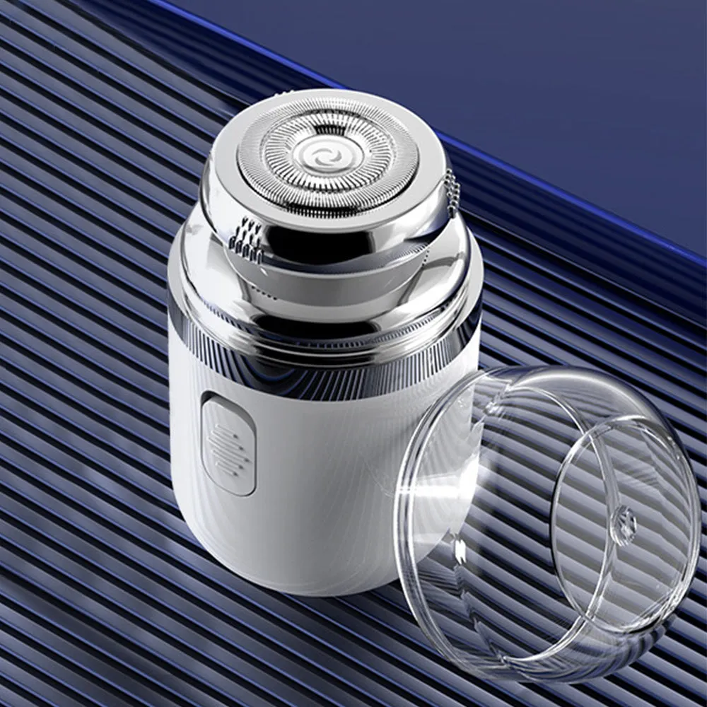 2-in-1 Electric Shaver for Men Mini Beard Nose Hair Razor Rechargeable Pocket Capsule Razor White