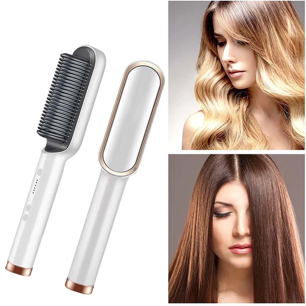 2 in 1 Professional Ceramic Hair Straightener | Tourmaline Heated Comb