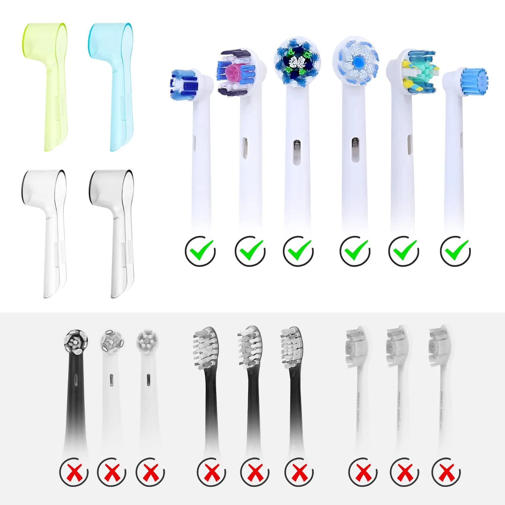 2 Pcs Electric Toothbrush Head Covers Electric Toothbrush Head Covers Toothbrush Head Compatible with Oral B Electric Toothbrush Heads 2