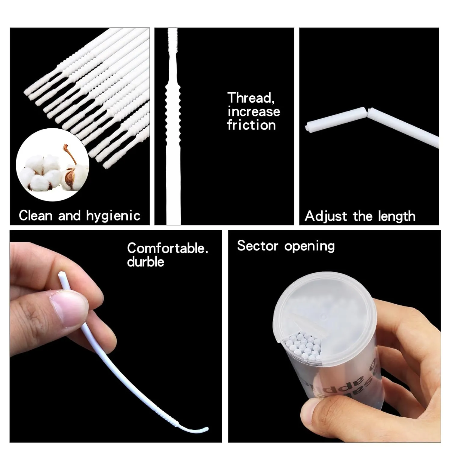 200PCS Disposable Micro cotton swabs, Micro Applicator Brush,Micro Swabs For Eyelash Extensions,Mascara Micro Brush For Cleaning Makeup and Personal Care (black&white)