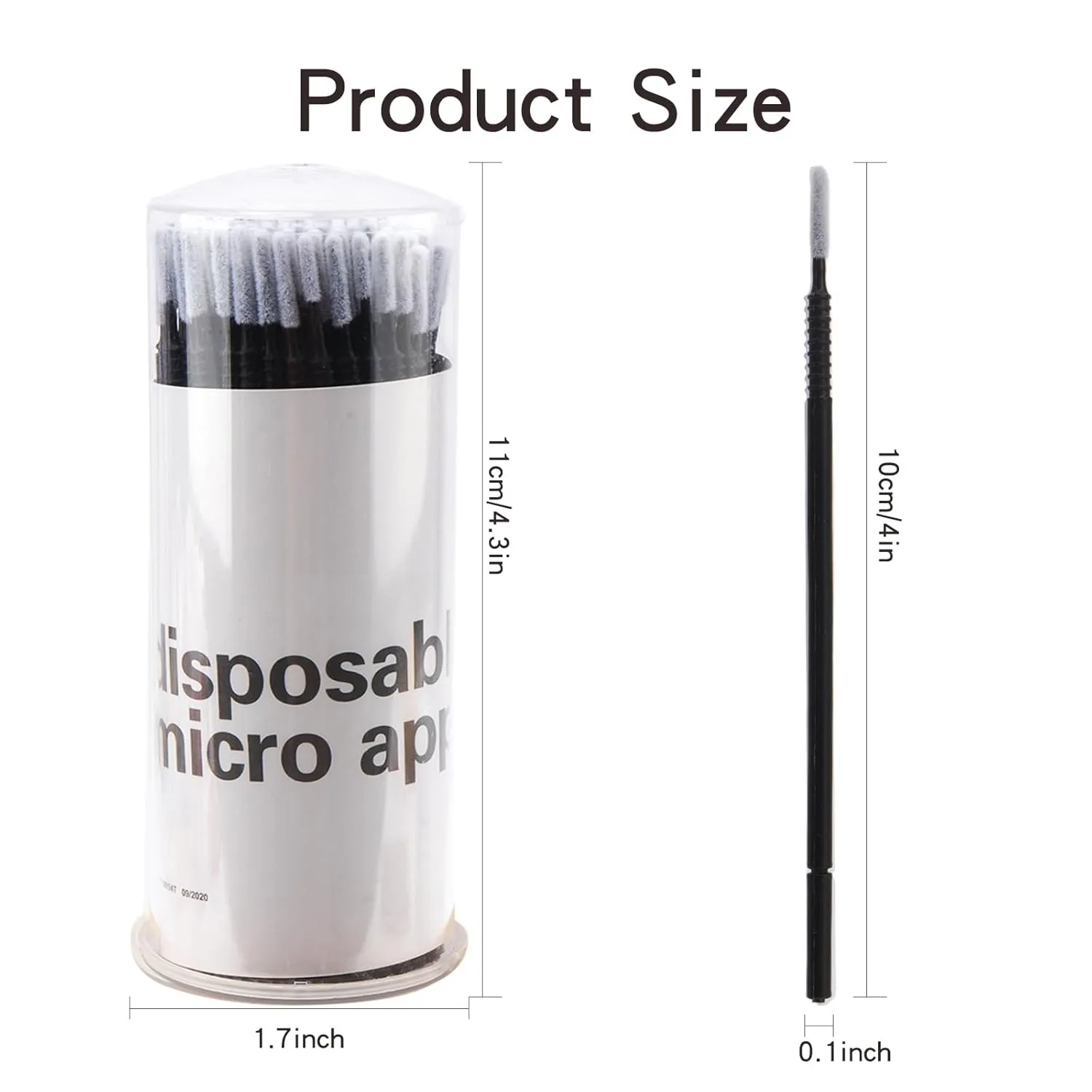 200PCS Disposable Micro cotton swabs, Micro Applicator Brush,Micro Swabs For Eyelash Extensions,Mascara Micro Brush For Cleaning Makeup and Personal Care (black&white)