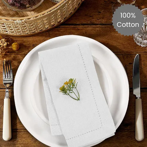 200X White Cotton Napkins 250TC Table Linen Dwhite cloth napkinsinner Cloth For Hotel Wedding Party 41cm x 41 cm