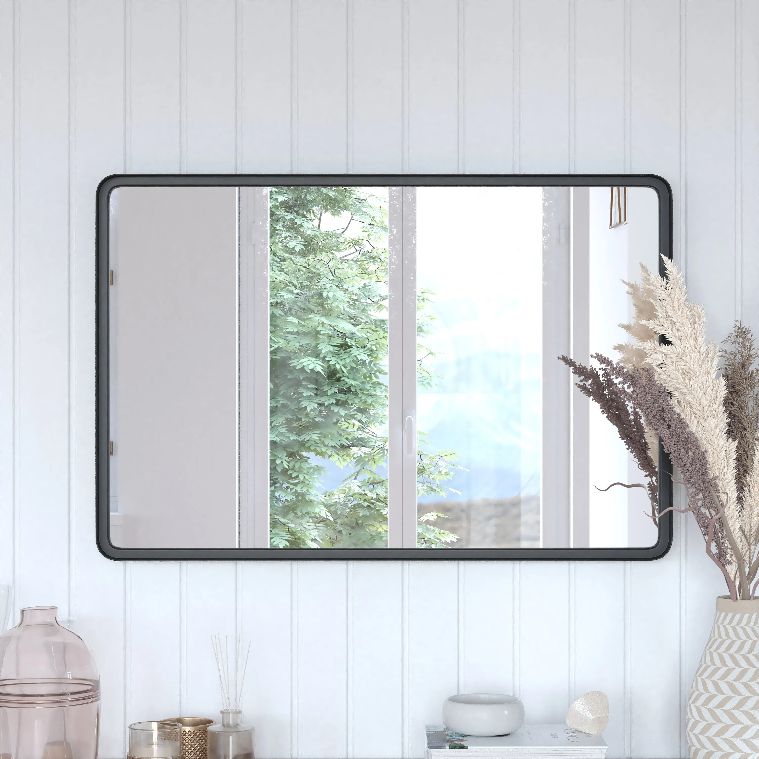 24x36 Black Deep Frame Mirror HMHD-22M111YA-BLK-GG