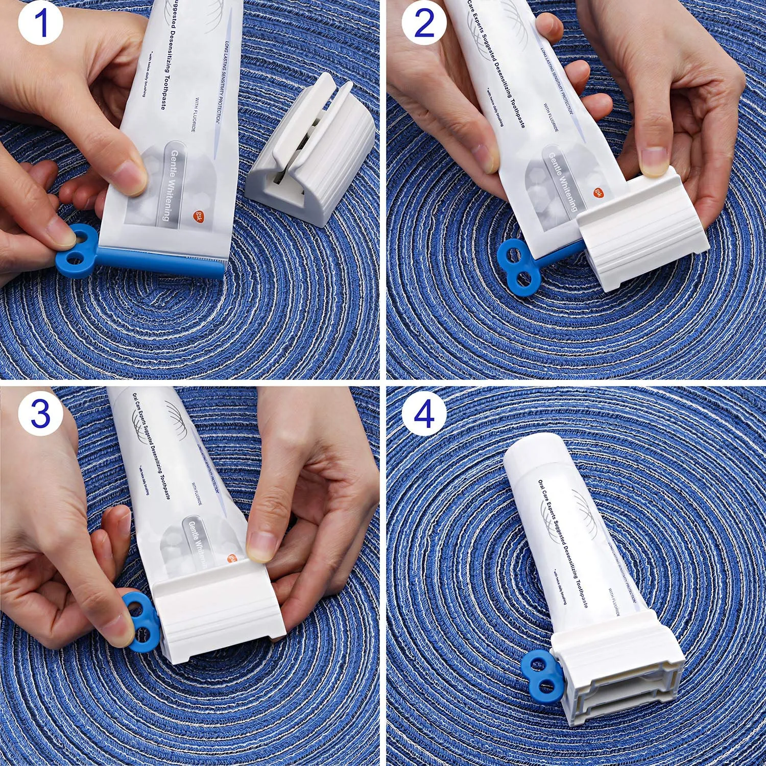 3 Pieces Rolling Tube Toothpaste Squeezer Toothpaste Seat Holder Stand Rotate Toothpaste Dispenser for Bathroom (Mix Color) Mix Color