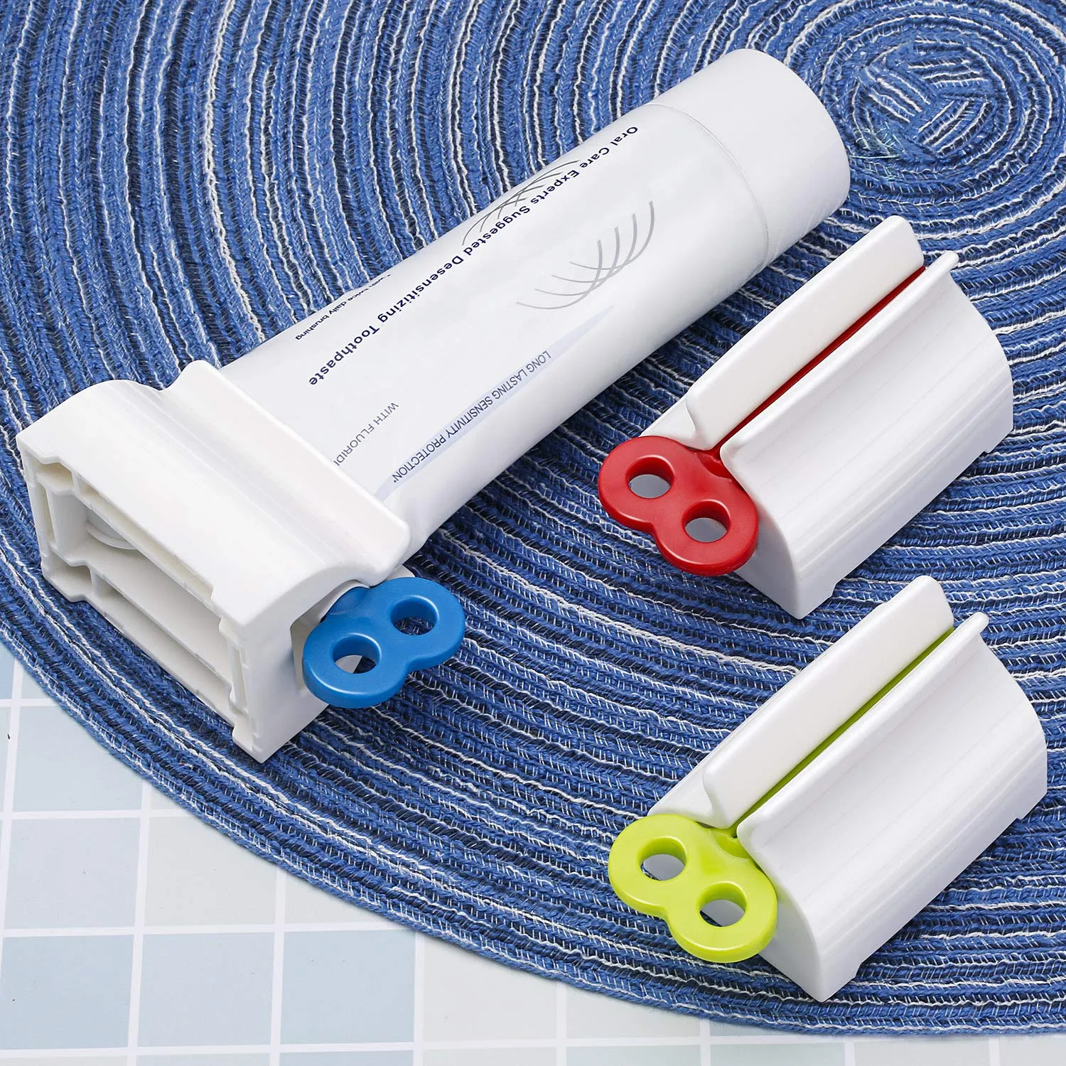 3 Pieces Rolling Tube Toothpaste Squeezer Toothpaste Seat Holder Stand Rotate Toothpaste Dispenser for Bathroom (Mix Color) Mix Color