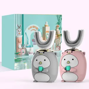 360 Degree Electric Toothbrush For Children Smart U-shaped Silicone Automatic Ultrasonic Toothbrush Cartoon Pattern For Children