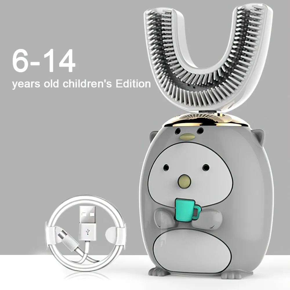 360 Degree Electric Toothbrush For Children Smart U-shaped Silicone Automatic Ultrasonic Toothbrush Cartoon Pattern For Children