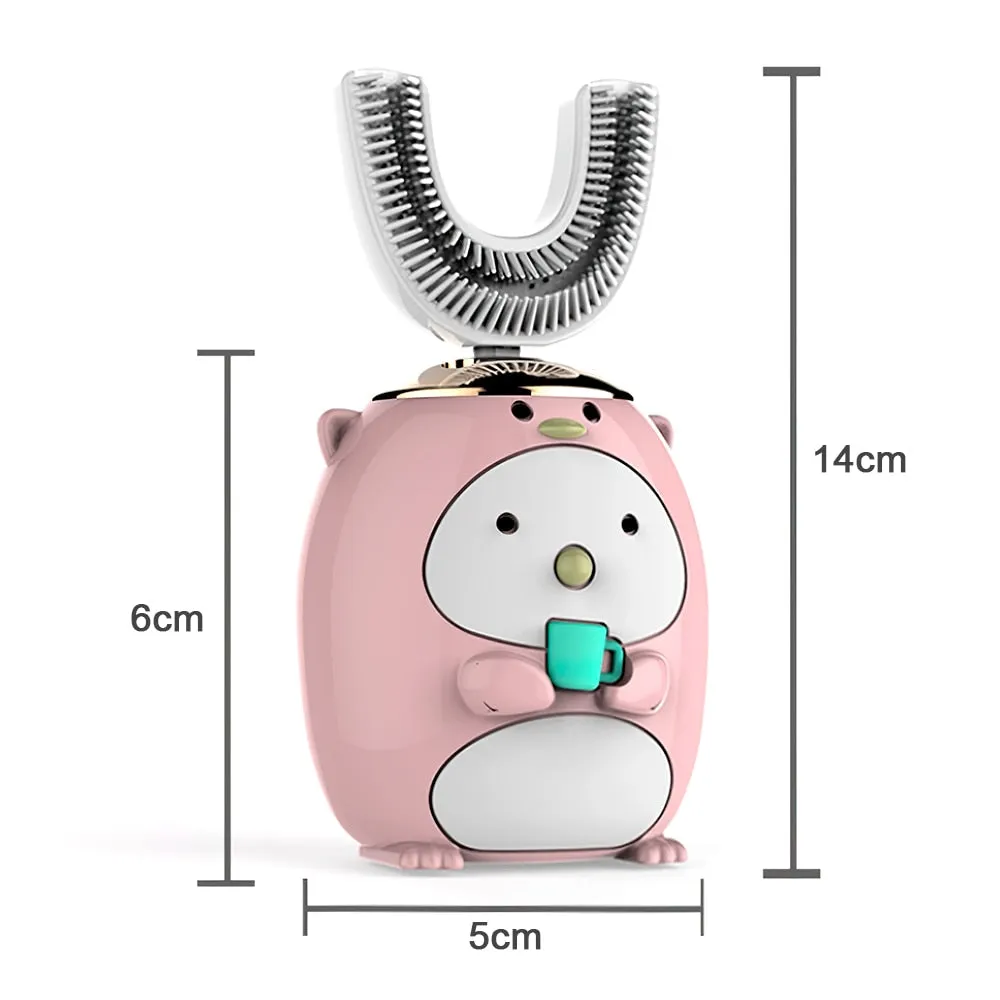 360 Degree Electric Toothbrush For Children Smart U-shaped Silicone Automatic Ultrasonic Toothbrush Cartoon Pattern For Children