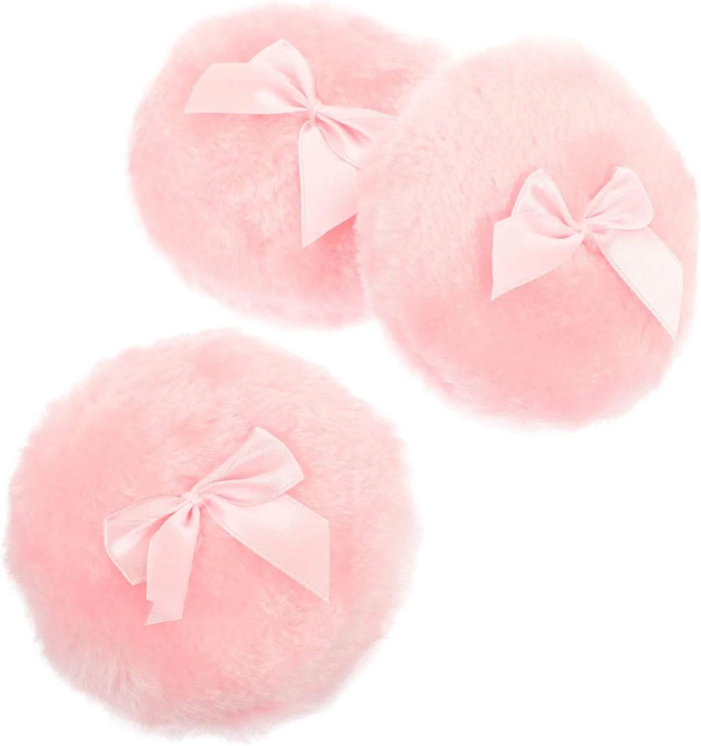 3Pcs Body Powder Puff Reusable Fluffy Powder with Bowknot for After Bath Use Gentle Delicate Skin for Travel and Cosmetic Application