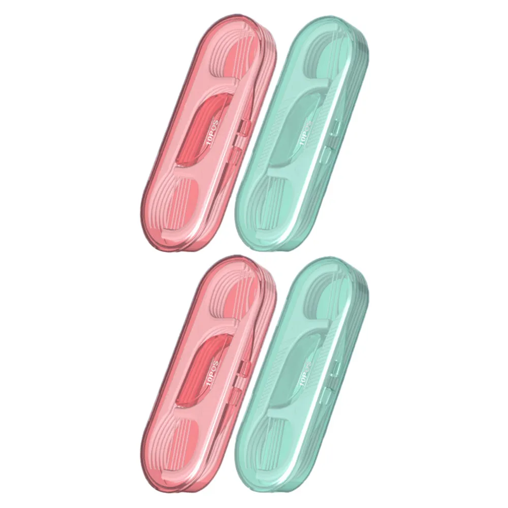 4 Boxes of Dental Floss Travel Floss Toothpicks with Case for Teeth Cleaning