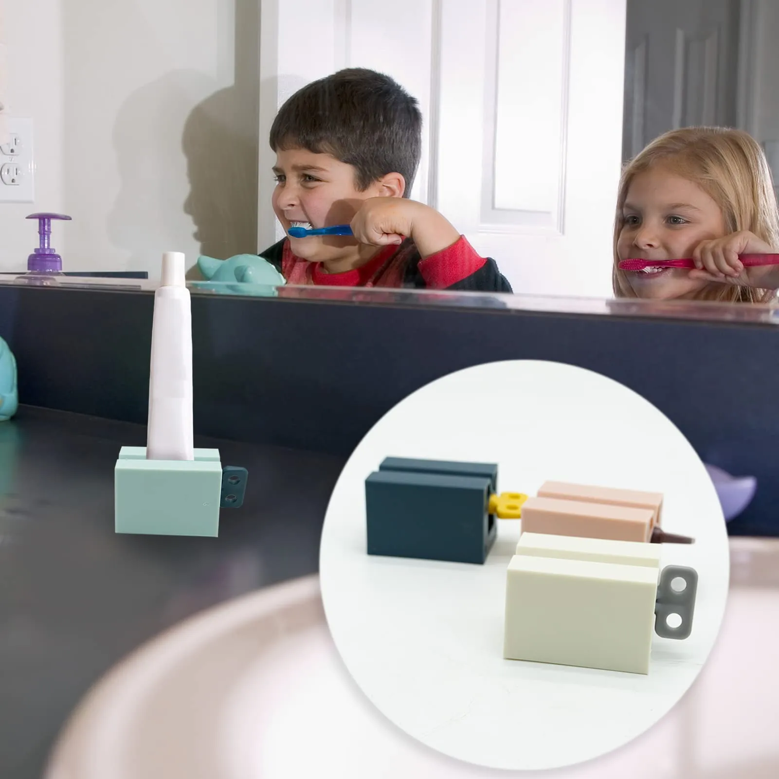 4 PCS Toothpaste Squeezer, Rolling Tube Toothpaste Squeezer with Frosted Handles Toothpaste Holder Stand,Saves Toothpaste and Creams (4 Colors) Style1