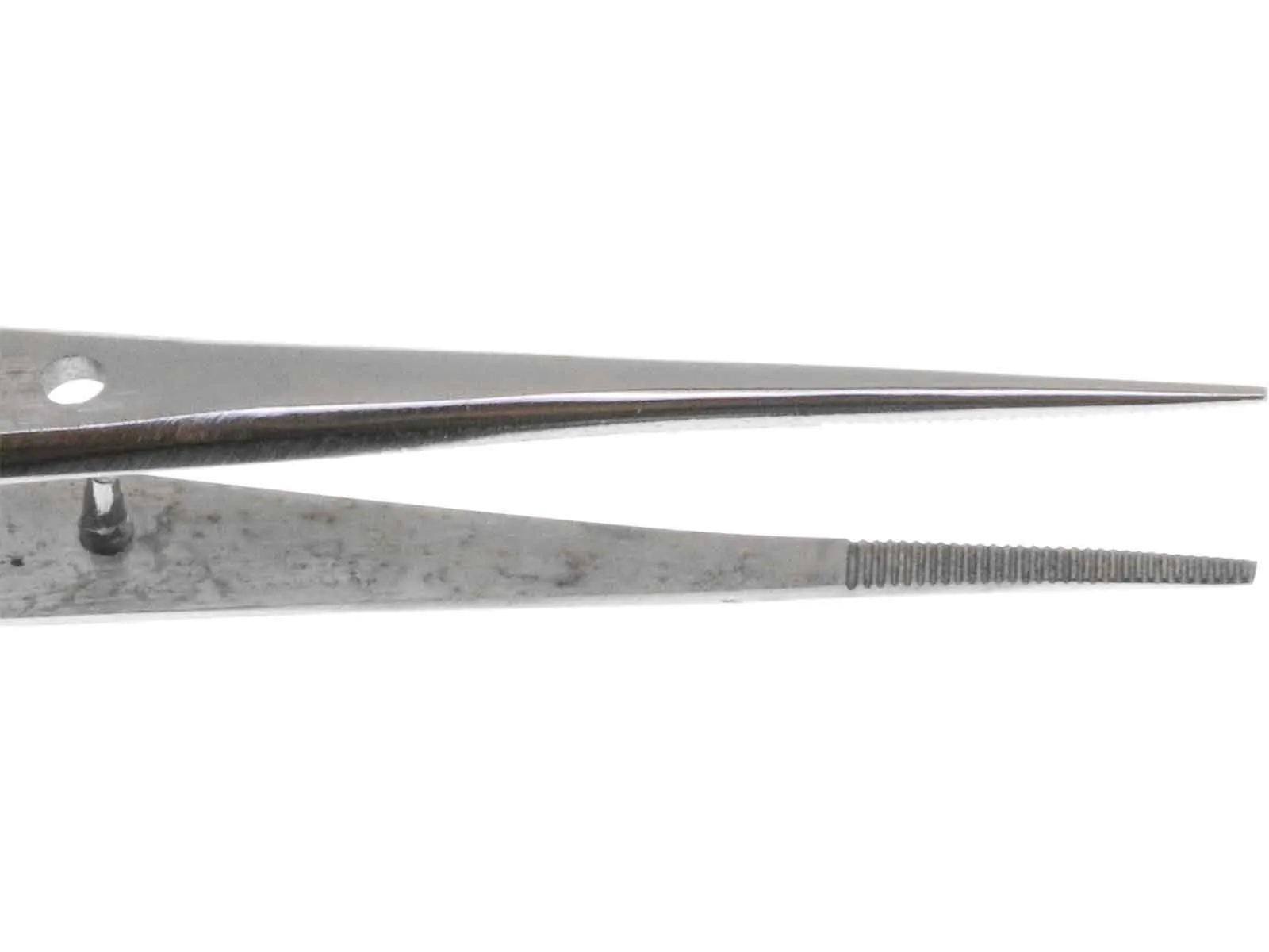 4.5 inch Splinter Tweezer Serrated Medium Tip. Position Pin