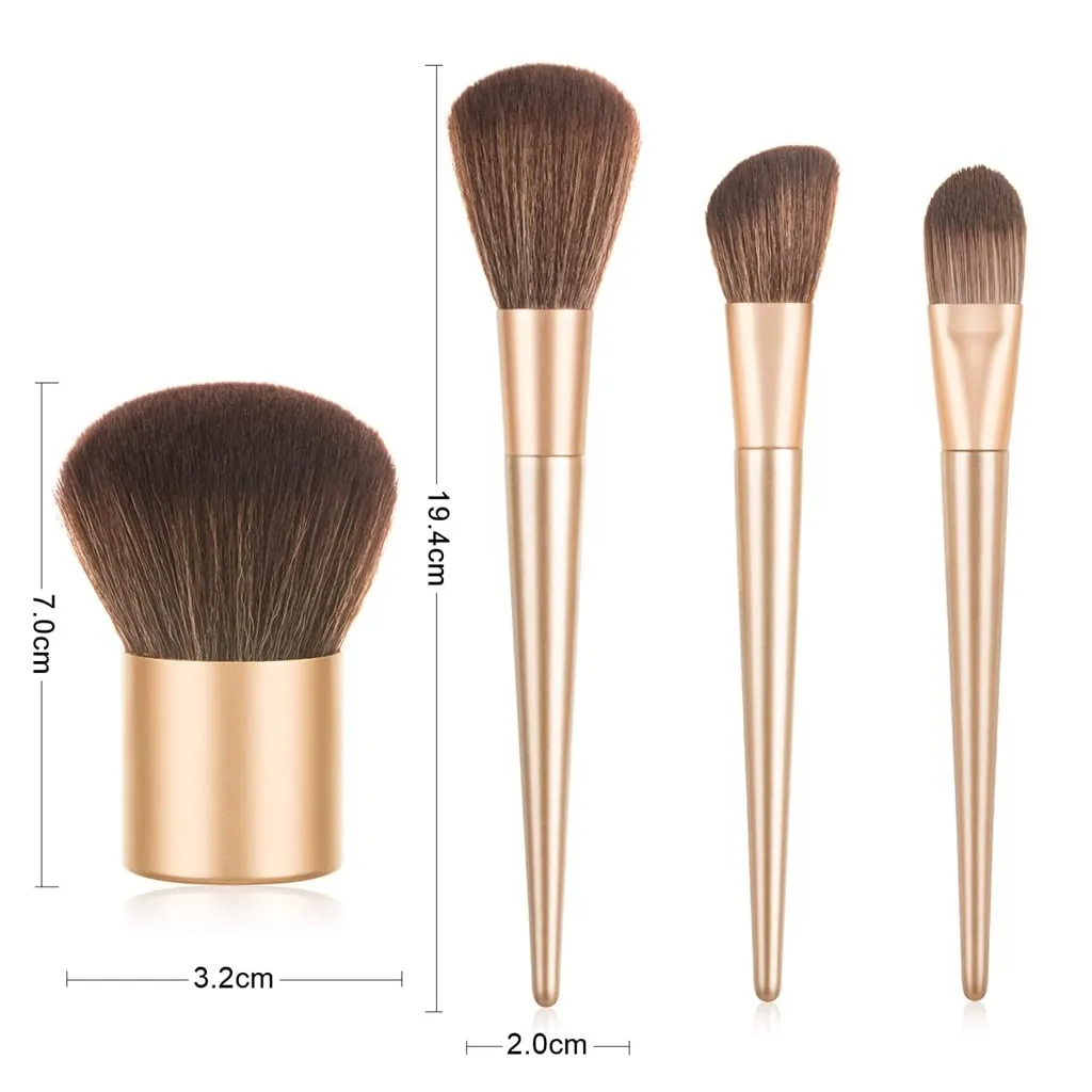 4pc Gold Makeup Brush Set Large Loose Powder Wood Handle Brush Professional Cosmetic Tool Beauty