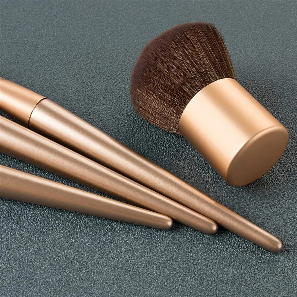 4pc Gold Makeup Brush Set Large Loose Powder Wood Handle Brush Professional Cosmetic Tool Beauty
