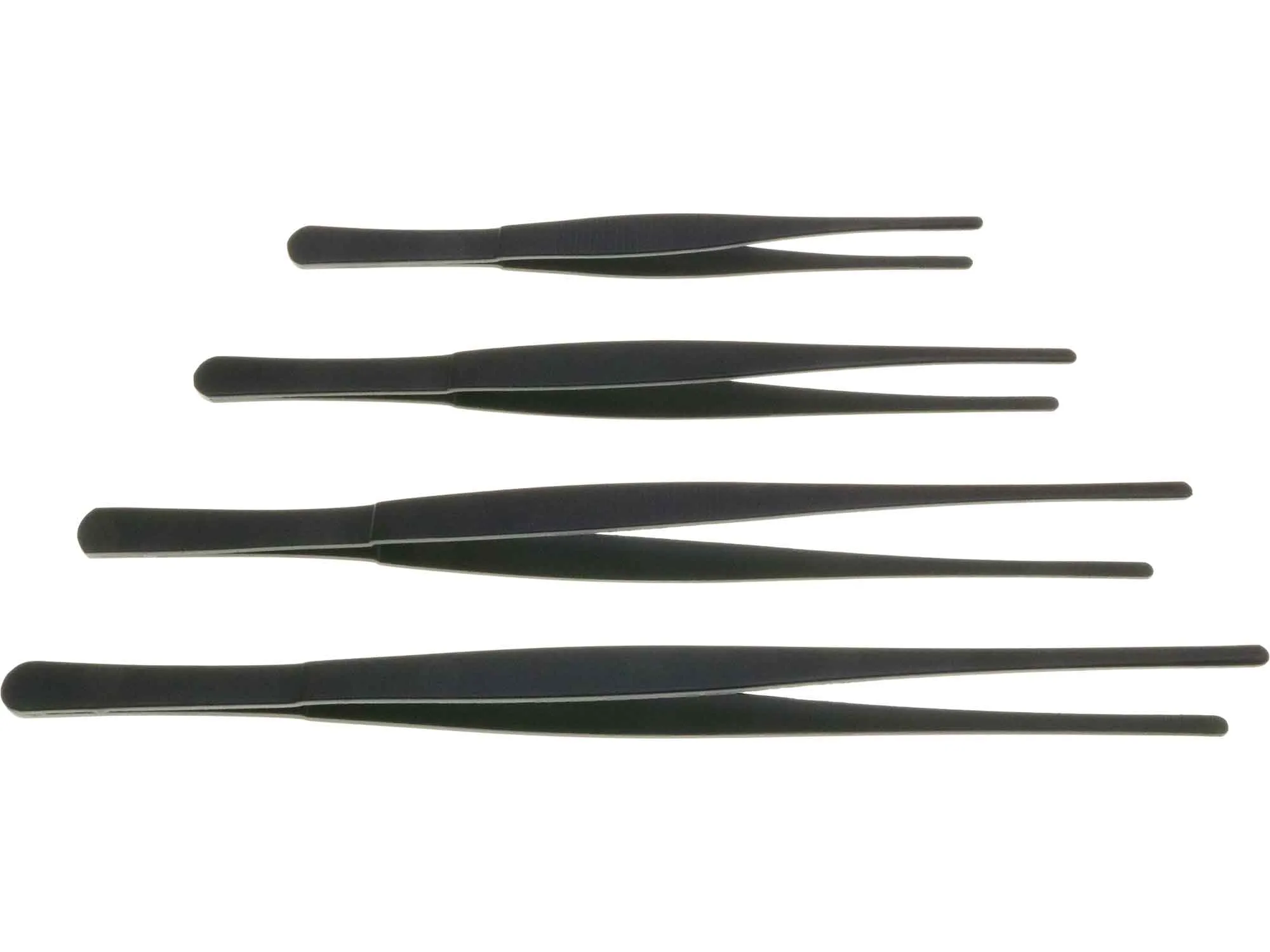 4pc Serrated Thumb Tweezer Set Large Black Steel