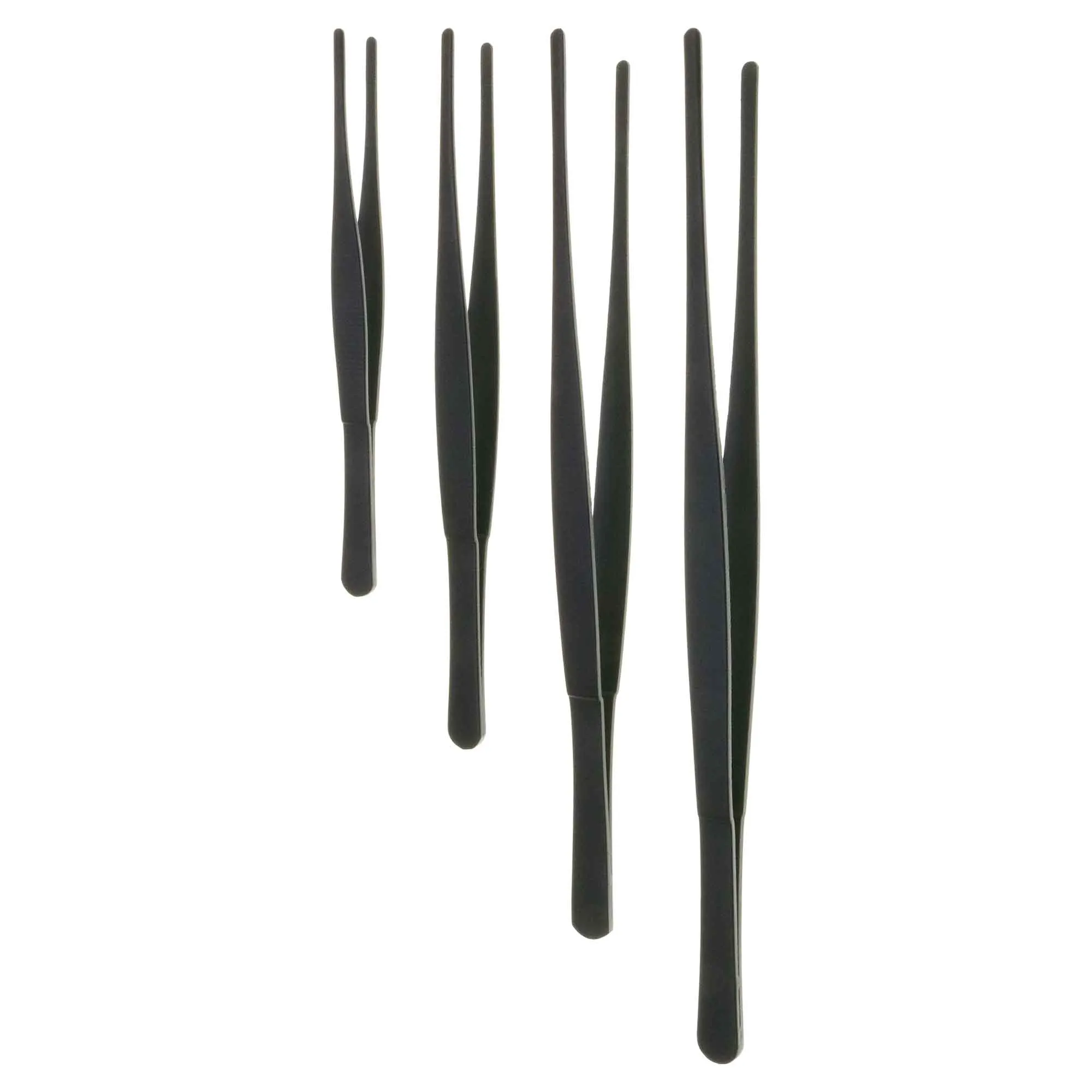 4pc Serrated Thumb Tweezer Set Large Black Steel