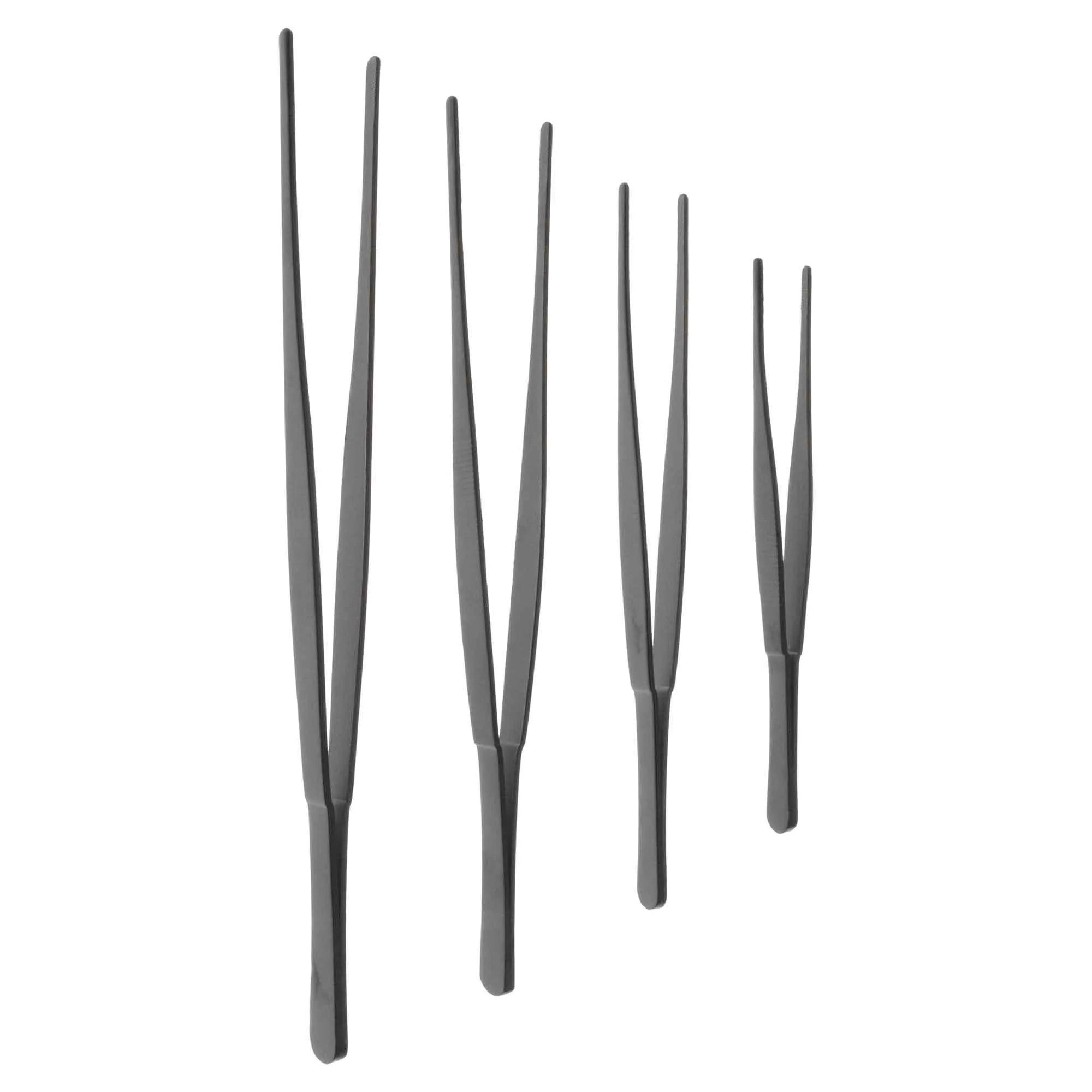 4pc Serrated Thumb Tweezer Set Large Black Steel