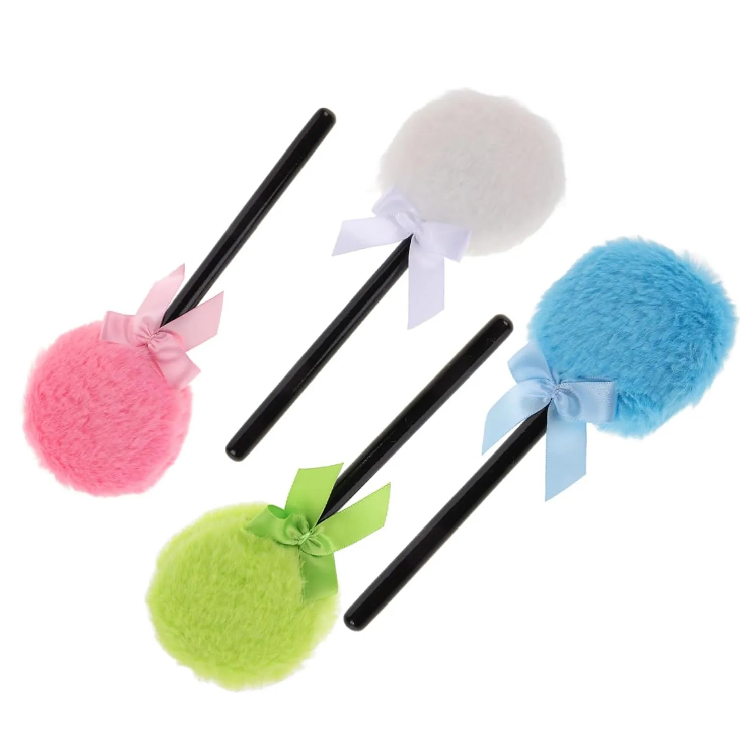 4pcs Fluffy Body Powder Puff Reusable Comfortable Bowknot Design for Powder for Travel and Easy Application