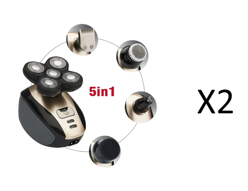 5-in-1 Multifunctional Electric Shaver: 5-Blade Razor for Men, Ideal for Shaved Head, Rechargeable Shaving Machine with Beard and Nose Hair Trimmer