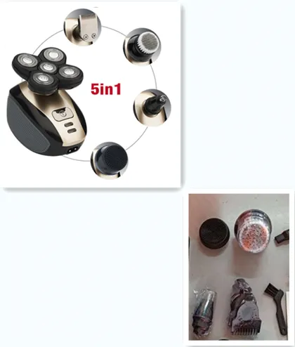 5-in-1 Multifunctional Electric Shaver: 5-Blade Razor for Men, Ideal for Shaved Head, Rechargeable Shaving Machine with Beard and Nose Hair Trimmer