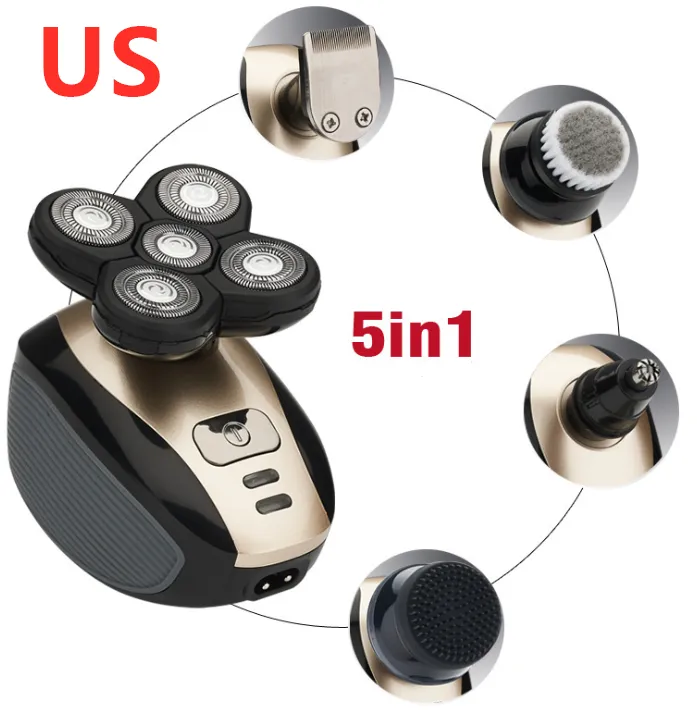 5-in-1 Multifunctional Electric Shaver: 5-Blade Razor for Men, Ideal for Shaved Head, Rechargeable Shaving Machine with Beard and Nose Hair Trimmer