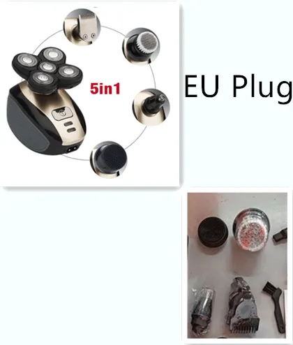 5-in-1 Multifunctional Electric Shaver: 5-Blade Razor for Men, Ideal for Shaved Head, Rechargeable Shaving Machine with Beard and Nose Hair Trimmer