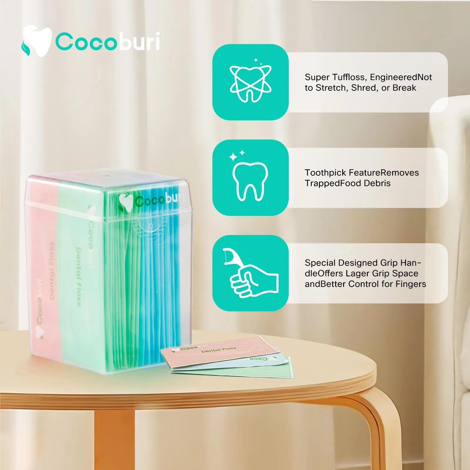 50 Count Individually Wrapped Dental Floss Picks-Oral Care Flossers for Adults- Floss Singles Bag- Travel Hotel Restaurant Office Car Dental Floss