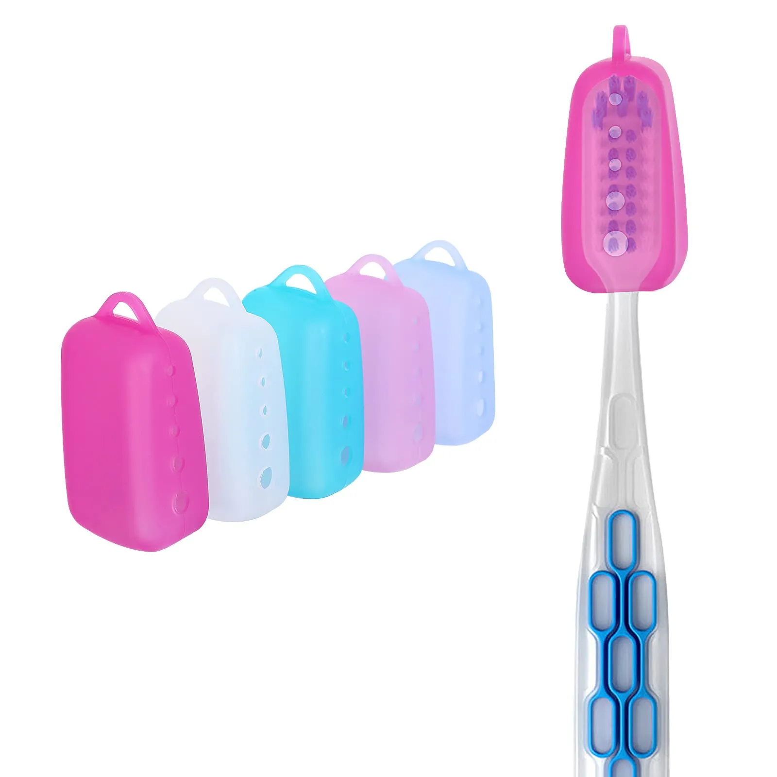 5Packs Toothbrush Cover Caps,Food Grade Silicone Toothbrush Head Covers for Travel, Home, Camping and School
