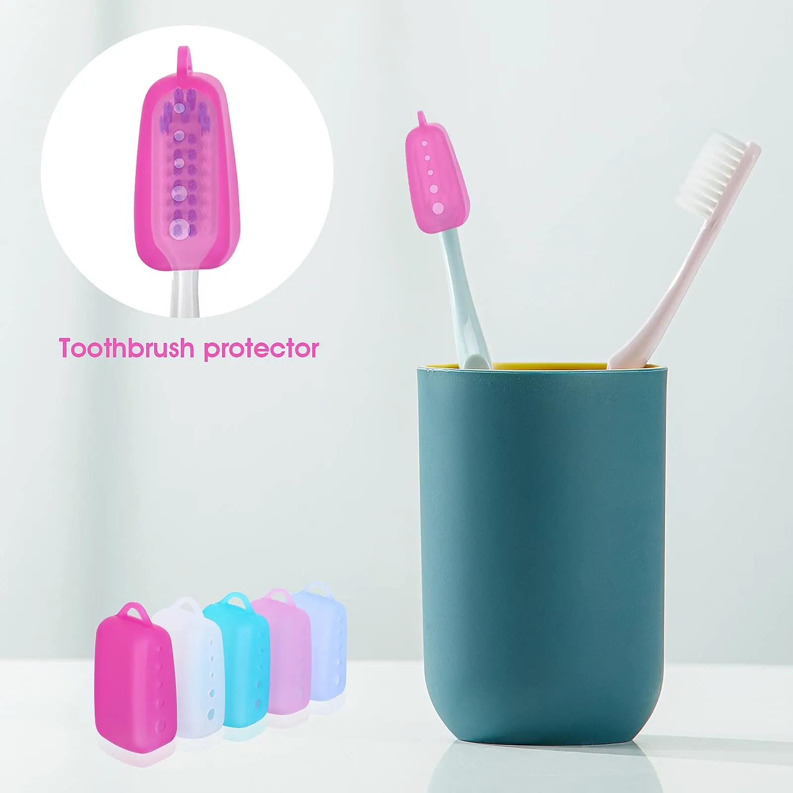 5Packs Toothbrush Cover Caps,Food Grade Silicone Toothbrush Head Covers for Travel, Home, Camping and School