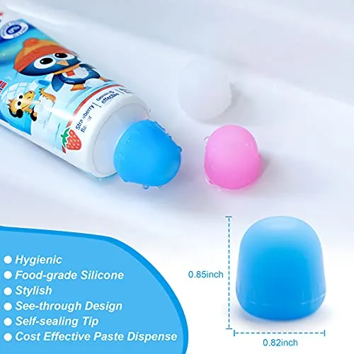 6 Pack Toothpaste Cap, Tnvee Self Closing Toothpaste Squeezer Dispenser for Kids and Adults in Bathroom, Hygiene No Mess No Waste