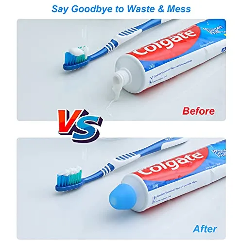 6 Pack Toothpaste Cap, Tnvee Self Closing Toothpaste Squeezer Dispenser for Kids and Adults in Bathroom, Hygiene No Mess No Waste