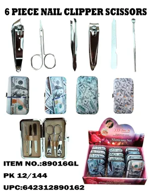 6PCS Manicure Set in US Dollar Print Case
